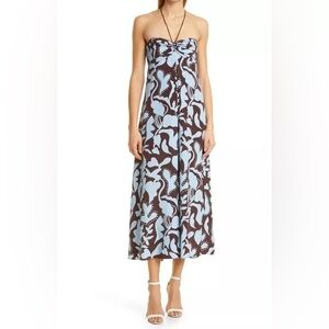 LA LIGNE Floral Halter Neck Silk Dress